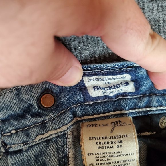Miss Me JE5321TL Buckle Straight Leg 28 (28x28, 7" Rise) Fleur De Lis Jeans A16 - Picture 9 of 11